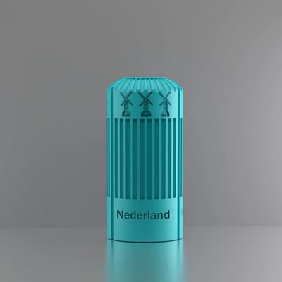 3d-gezellig Napels met molen + tekst Nederland - Vaas - Turkooise - Maat 25 cm - 100% gerecycled PLA (bioplastic)