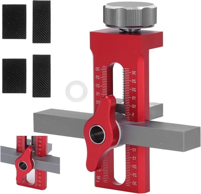 Deurinstallatie Jig voor Kasten, Aluminium Gereedschap voor Scharnierpositionering, Geschikt voor Frameloze en Frame Kasten, 0-40mm Dikte met Rubber Kussens