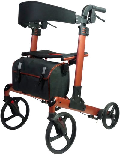 Neo Fold Dubbel Opvouwbare Lichtgewicht Rollator – Terracotta - Maat S