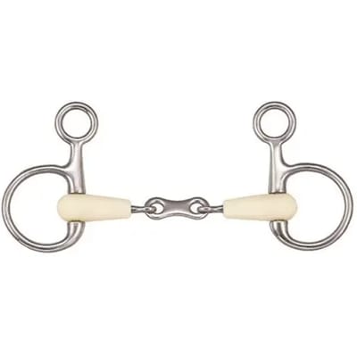 Dubbelgebroken paardenbit + koppeling Soyo Happy mouth