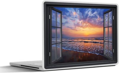 Laptop sticker - 11.6 inch - Doorkijk - Zee - Strand - 30x21cm - Laptopstickers - Laptop skin - Cover