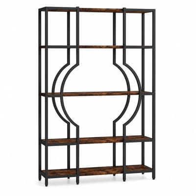 ITRONIQ Industriële Boekenkast Met 12 Open Vakken - Modern Boekenrek Voor Woonkamer Slaapkamer Kantoor - Houtlook Met Zwarte Frame