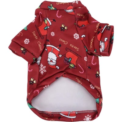 Huisdier Trui Rood Kerstman Lieflijke Cartoon Print Warme Honden Kerstkleding voor Klein Huisdier Kerst L brown