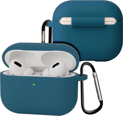 Case - Geschikt voor Apple Airpods Pro 3 - Siliconen Hoes met Clip - Silicone Hoesje Cover - Donkerblauw