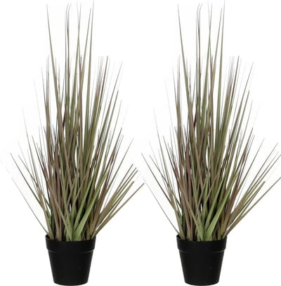 Mica Decorations - 2 st - gras kunstplant - groen/paars - H53 x D30 cm