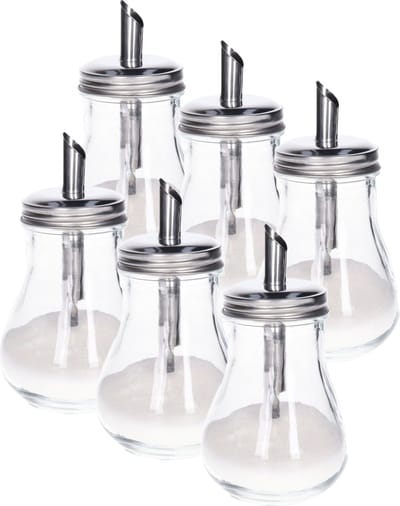 Alessandro Suikerpot - 6x - glas/rvs metaal - transparant/zilver - 7 x 14 cm - luxe uitvoering
