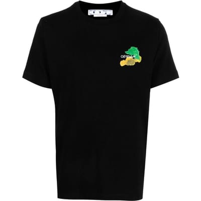 OFF-WHITE Borstel Pijlen Slim Logo Print Skate T-shirt Zwart Heren Streetwear OMAA027S23JER0041084 S black