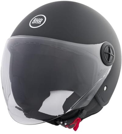 BHR 832 Vespa - Scooterhelm Retro - ECE goedgekeurde Scooterhelm - Geschikt als Scooter Brommer Motor Snorfiets Helm - XS - Mat Zwart