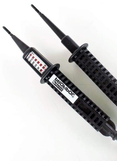 Spanningstester - Stroommeter Voltmeter - Veilig Elektrisch Werk - IP65 Stof- en Spatwaterdicht - 6-400V - Zwart