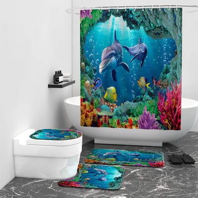 Floraweg Douchegordijn Tropisch regenwoud plant palmblad monstera cactupolyester stof, wasbaar, stof waterdichte polyester gordijnen voor badkamer polyester stof, wasbaar, badgordijn,met 12 stuks douchegordijnhaken 180 x 200cm