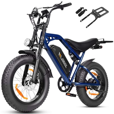 ESKUTE V202 Off-road Elektrische Fiets, 48V 20.8Ah Batterij met Groot Bereik, Dubbele Ophanging blauw
