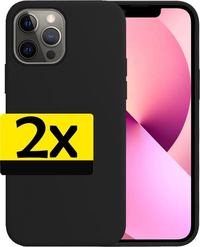 Hoesje - 2 Stuks - Geschikt voor Apple iPhone 13 Pro - Sterk & Shockproof - Case Siliconen - Back Cover - Telefoon Hoes - Telefoonhoesjes - Zwart