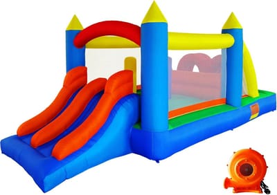 Bouncy castle XXL 488 x 240 x 190 cm - met glijbaan - geschikt voor binnen en buiten - ideaal verjaardagscadeau - ShopVlot