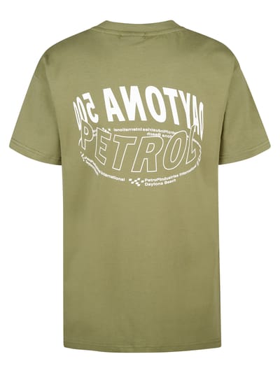 Petrol Industries - Jongens Backprint T-shirt Shoreline - Groen - Maat 104