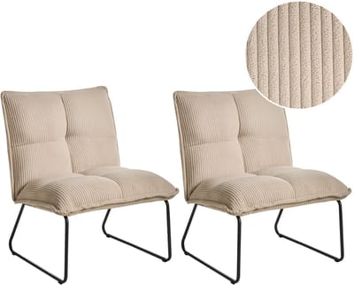BJASTA - Fauteuils set van 2 - Beige - Corduroy