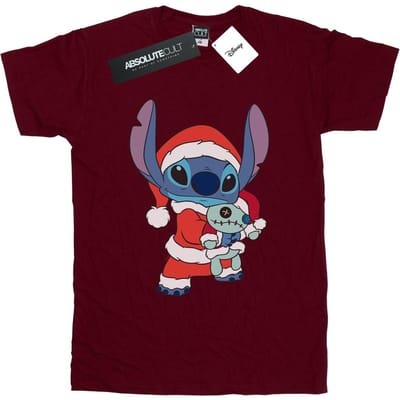 Disney Dames/Dames Lilo And Stitch Kerstmis Katoenen Vriendje T-shirt (Bourgondië)