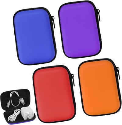 Praktische speelkaarten tas voor reizen, 4-delige hard case, beschermt tegen vocht en stof (oranje, rood, blauw, paars)