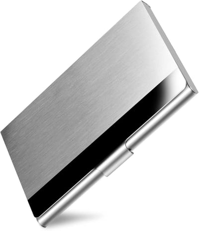 Kaarthouder - portemonnee van metaal - Visitekaartjeshouder van roestvrij staal - Unisex creditcardhouder - metalen kaarthouder - roestvrijstalen sluiting - Zilver - Creditcardhouder - Ultradun ontwerp voor gemakkelijk opbergen in zak of tas