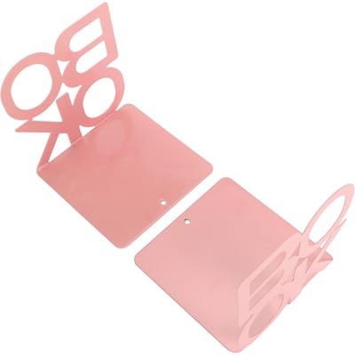 Boeksteun Organizer Metaal Antislip Heavy Duty L-vormige Boekstopper voor Planken Kast pink