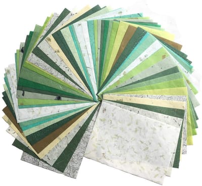 50 Vellen A4 Natuurlijke Vezel Moerbei Boom Moerbei Papier Vellen Ontwerp Craft Handgemaakte Art Origami Papier Washi Papier Unryu Leveranciers Schrijven Schilderen (Gemengd Groen)