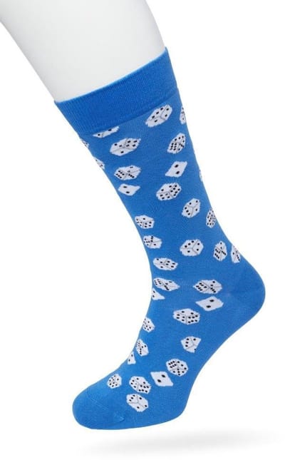 Bonnie Doon Heren Sokken met Dobbelstenen Print maat 40/46 Blauw - Thema Sokken - Dobbelsteen - Cadeau Sokken - Word je Happy en vrolijk van - Zacht Katoen met Gladde Teennaad - Comfortabel - Perfect Cadeau - Strong Blue - BT992124.366
