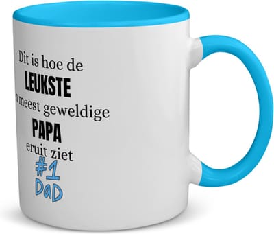 Akyol - dit is hoe de leukste en meest geweldige papa eruit ziet koffiemok - theemok - blauw - Vader - papa - vaderdag - cadeau - verjaardag - opa - 350 ML inhoud