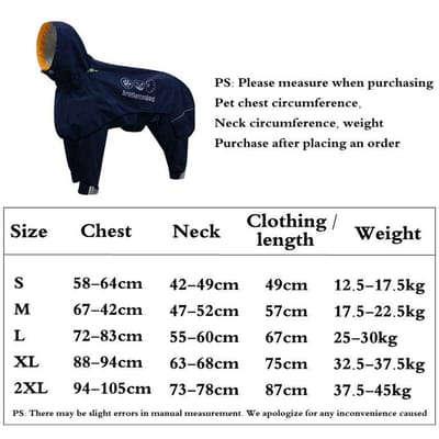Combinaison Imperméable pour Chien Manteau de Pluie pour Chiens Moyens et Grands Vêtements d'Extérieur pour Animaux de Compagnie Veste pour Chiots Doberman Labrador Husky (Navy blue,XS（old）) bleu marine