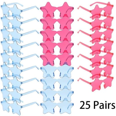 25 Paar Randloze Ster Zonnebrillen Mode Schattig Snoepkleur Strand Vakantie Brillen Vrouwen Trendy Rave Zonnebrillen as pciture shows