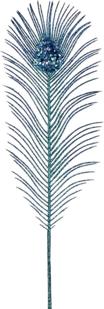 Viv! Home Luxuries Kerst - pauwenveer - decoratietak - blauw - 68cm - topkwaliteit