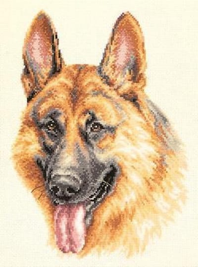 Borduurpakket German Shepherd - duitse herder met telpatroon Chudo Igla (Magic Needle)