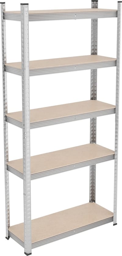 stellingkast - 168x80x30 cm - 250 kg - verzinkt - staal - kelder - garage - modulair - zilver