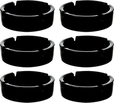 Luminarc Zwarte Asbak - Ø 10.7 cm - 6 stuks - Glas - Geschikt voor binnen/buiten - Voordeelbundel