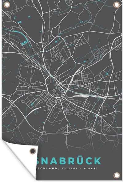 Muurdecoratie Stadskaart – Osnabrück – Duitsland – Plattegrond – Kaart - 120x180 cm - Tuinposter - Tuindoek