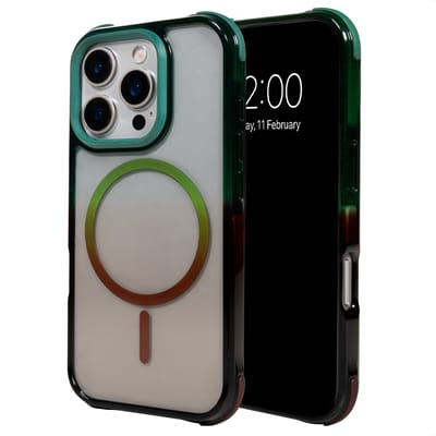 Selencia Hoesje - Geschikt voor Apple iPhone 16 Pro - Gradient Backcover - Groen / Bruin