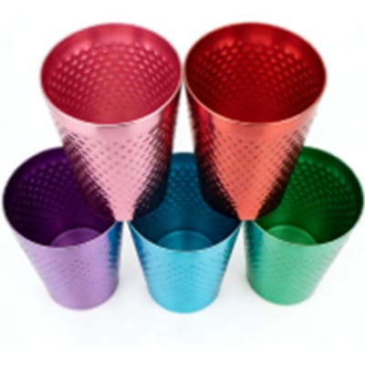 Tasses Métalliques 5 Couleurs Réutilisables Légères Qualité Alimentaire Aluminium Martelé Tasses pour Bière Boissons Froides 5 pcs