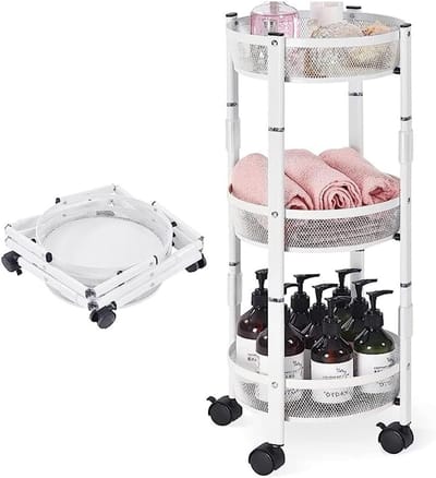 Opbergkar - Serveertrolley Organizer - Ruimte Organiseren - Snel Opvouwbaar - 3-Laags - Wit