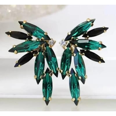 Nieuwe Populaire Dames Hanger Smaragd Oorbellen Retro Feest Accessoires Met Helder Groene Zirkonia Elegante Sieraden Cadeaus black
