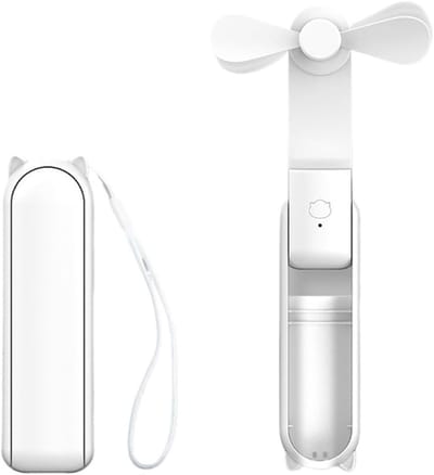 Mini handventilator - Draagbare miniventilator - USB-ventilator - opvouwbaar - drie snelheden - verborgen zachte bladen - 270° vrije verstelling - wit