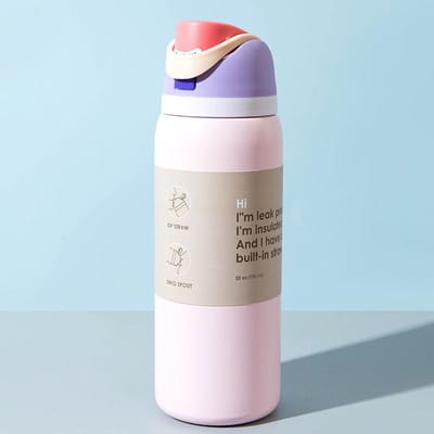 Roestvrijstalen Thermische Mok Draagbare Sport Waterfles Thermos Vacuümflessen Thermoskannen Waterfles 24oz roze