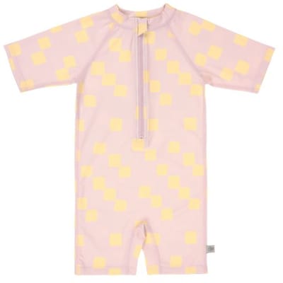 Lässig Checkerboard UV Pakje Korte Mouw - Maat 86 - Pale Pink/Yellow