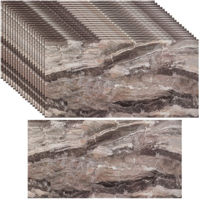 40 Stuks Zelfklevende Keukensplashboard Tegels 30x60 cm - Ook voor Badkamer & Woondecoratie | Echte Tegel Look zonder Breekwerk,Bruin