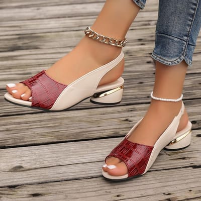 Zomer Mode Sandalen Vrouwen Gekleurde Visbek Dikke Hakken Grote Maat Achterhol Een Lijn Vrouwen Schoenen Sandalen 35 rood