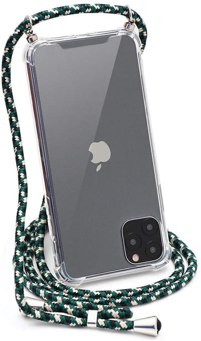 Hoesje Geschikt voor iPhone 12 Pro Max hoesje Backcover Met koord - Camouflage Groen