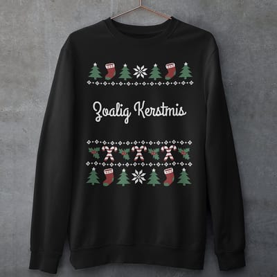 Groningen Kersttrui Zwart Zoalig Kerstmis Candy Cane - Maat XS - Uniseks Fit - Kerstkleding Voor Dames & Heren