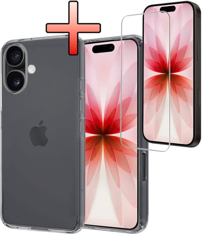 Hoesje - Met Screenprotector - Geschikt voor Apple iPhone 17 - Sterk & Shockproof - Back Cover - Siliconen Case - Telefoon Hoes - Transparant