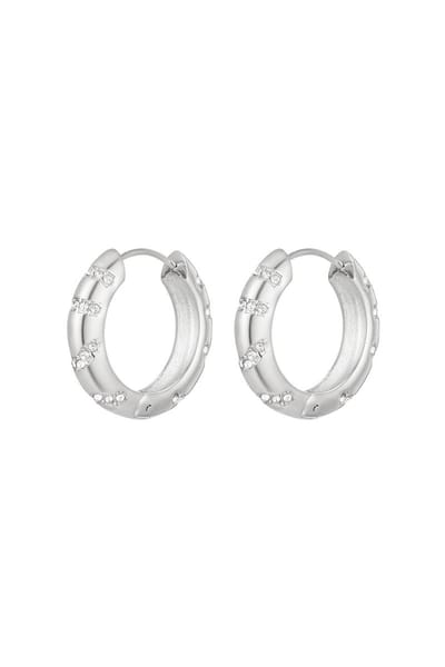 Oorringen met diamantjes - Kerst oorbellen - Yehwang - 2,50 x 2,50 cm - Stainless Steel (verkleurt niet!) - Kerst oorbellen - Zilveren oorringen - Zilver - Waterproof earrings - Nikkel vrij - Kerst cadeau - Sinterklaas cadeau - Valentijn - Moederdag