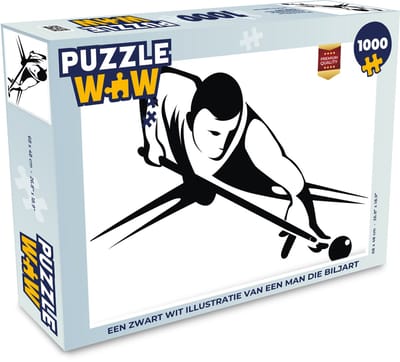 Puzzel Een zwart wit illustratie van een man die biljart - Legpuzzel - Puzzel 1000 stukjes volwassenen