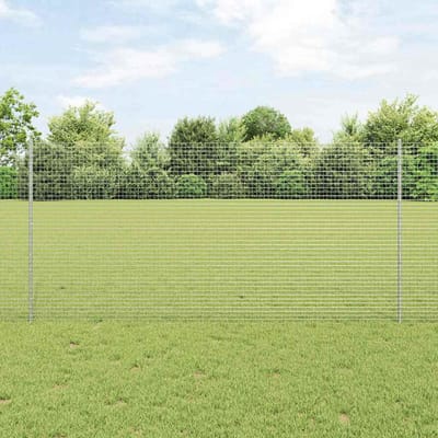 vidaXL - gelast - draadhek - met - palen - 10 - x - 1,2 - m - Gegalvaniseerd - staal - Mesh