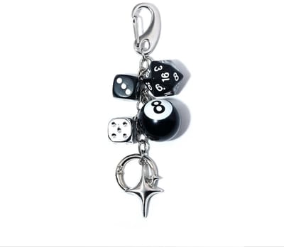 Dailygoods- Sleutelhanger 8 Ball Würfel Charm - Tas Charms - Sleutelhanger Volwassenen - Sleutelhanger Maken - Uniek Ontwerp - Stijlvol Accessoire - Tascharms