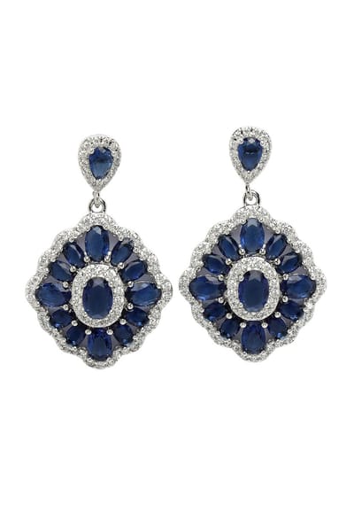 AVANT-GARDE PARIS Diva Collection Oorbellen - Statement Earrings 2.5cm x 4.0cm - Cubic Zirconia Donkerblauw